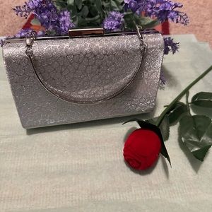 Silver shiny women's party clutch